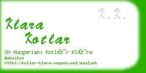 klara kotlar business card